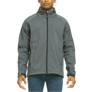 Swiss Tech Textured Soft Shell Water Resistant Fleece Lined Jacket in Grey